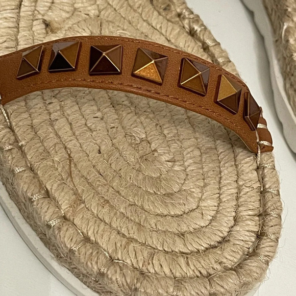 WILD PAIR Studded Espadrille wedge Sandals metallic cognac brown size 7.5 - Picture 9 of 16